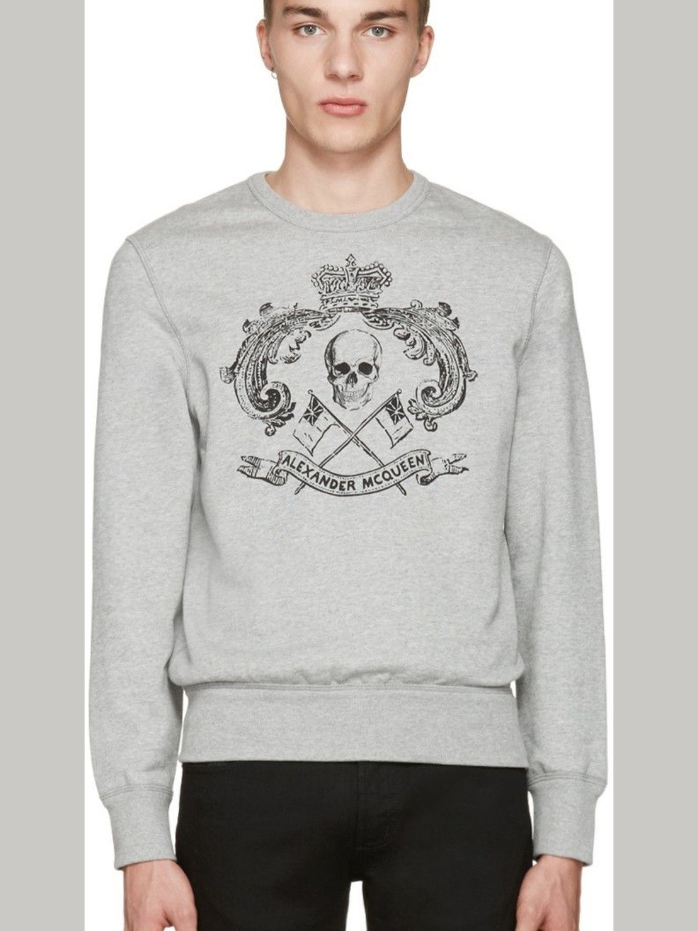 Alexander McQueen Grey Skull Crest Crewneck Sweatshirt